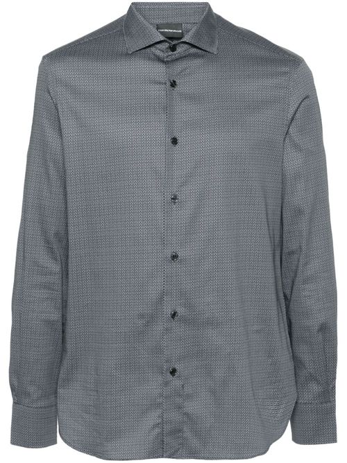 Geometric-print poplin shirt - Blue