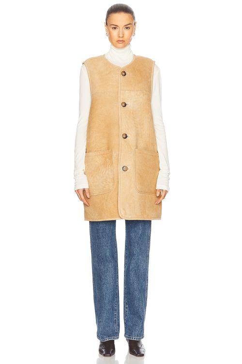 Polo Ralph Lauren Reversible Sherpa Shearling Vest in Tan