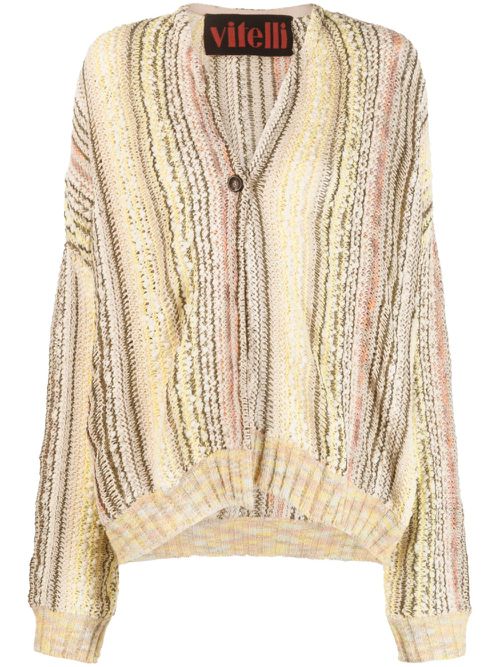 Striped crochet cardigan - Yellow