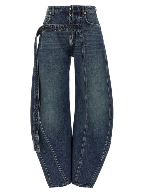 Strap-Detail Denim Jeans — Blue