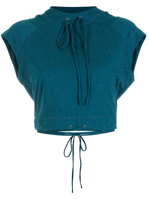 Drawstring cropped blouse - Blue