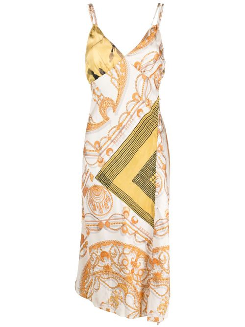 Graphic-print silk slip dress - White