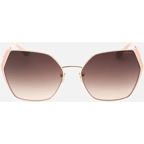 Women's Guess Gradient Brown Lens Shiny Rose Gold Sunglasses - Size: ONE size