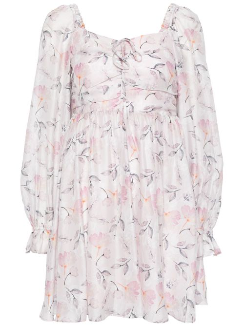 Floral-print pleat-detail midi dress - Pink