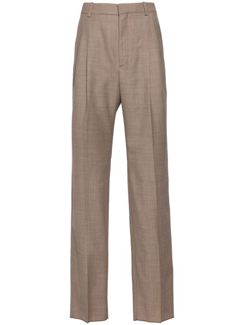 Pleated wool tailored trousers - Neutrals