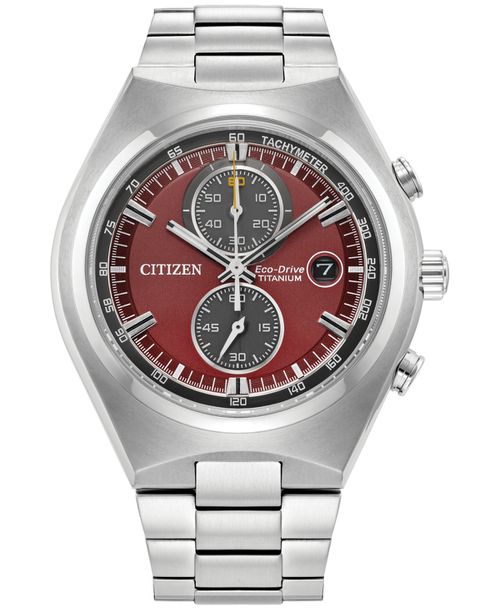 Eco-Drive Men's Chronograph Weekender Silver-Tone Titanium Bracelet Watch 43mm, Created for Macy's - Silver-tone