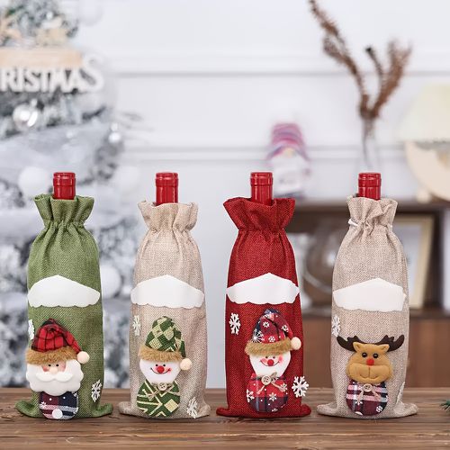 TEMU 4pcs Elegant Christmas Wine Bottle Bags - With Santa, , Floral, - For Holiday Party Decorations, Table Centerpieces, Champagne Bottle