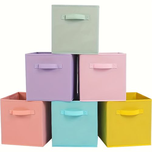 TEMU Fun Colorful Durable Storage Cube, Foldable Cube Basket With Handles, Suitable For Home, Closet And Toy Organization 3pcs/6pcs, Mail Sorting
