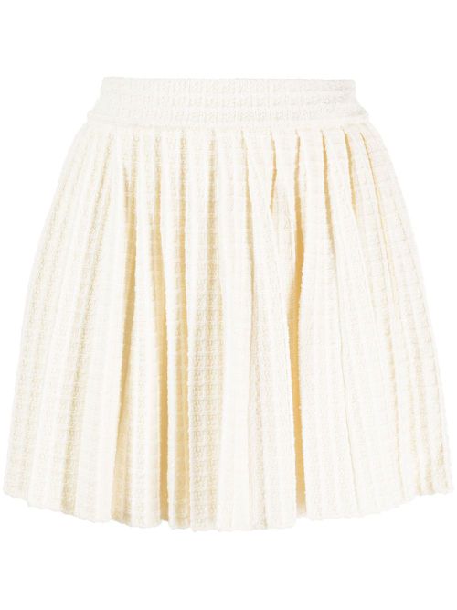 Waffle-knit pleated miniskirt - White