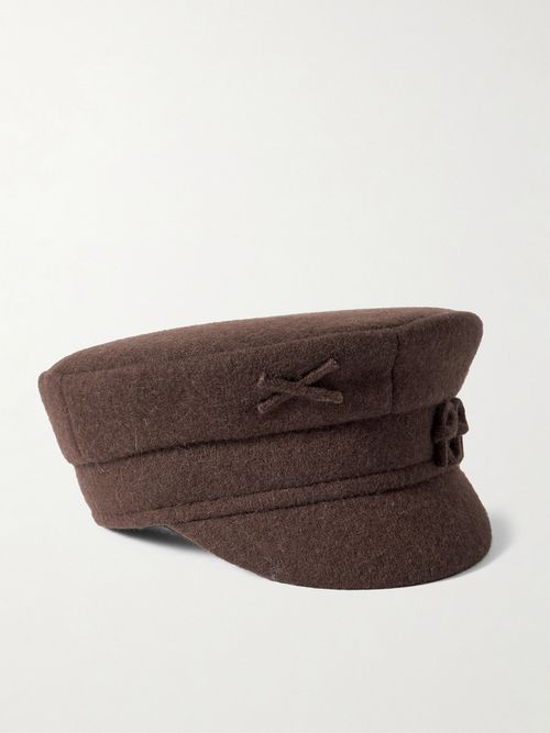 Appliquéd Wool-blend Hat - Brown
