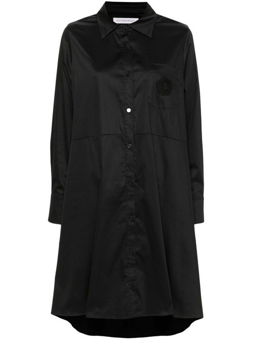 Embroidered-patch shirt dress - Black