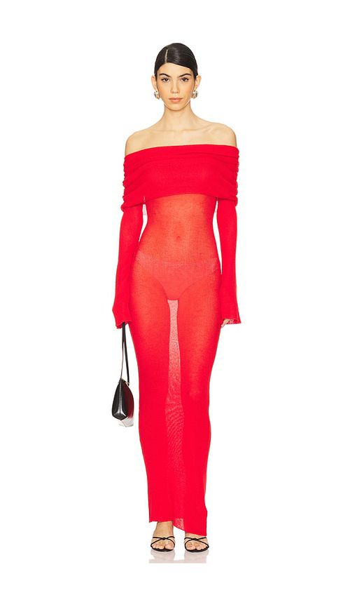 Lovers and Friends Peregrine Off The Shoulder Maxi Dress in Red. S also in