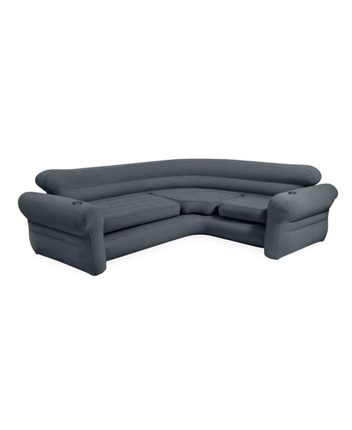 Corner Sofa L-Shaped Inflatable Home Lounge Couch with Cupholders, Gray - Gray
