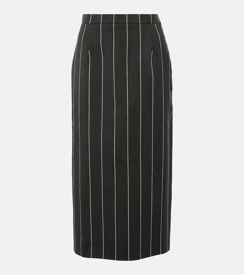 Wool-blend bouclé tweed midi skirt