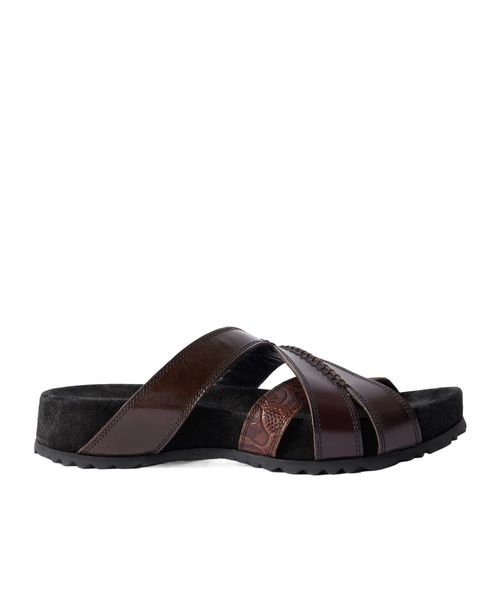 Embossed leather sandals