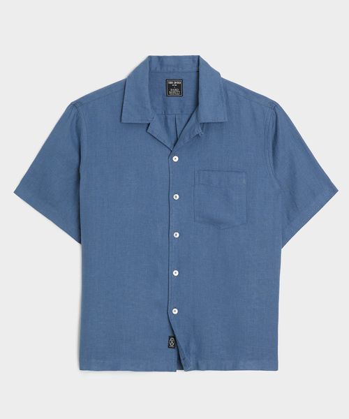 Cropped Sea Soft Irish Linen Camp Collar Shirt
