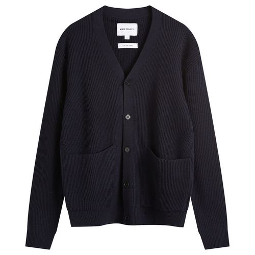 Men's Loki Wool Rib Knit Cardigan in Dark Navy