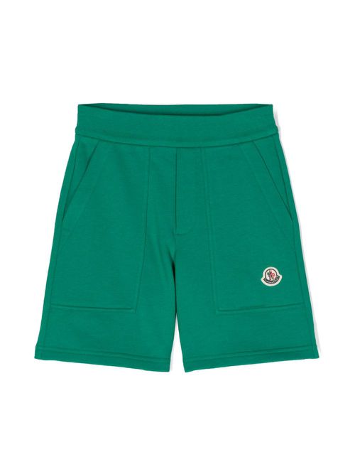 Logo-patch cotton shorts - Green