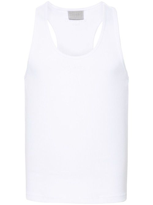 Paris logo-embroidered tank top - White