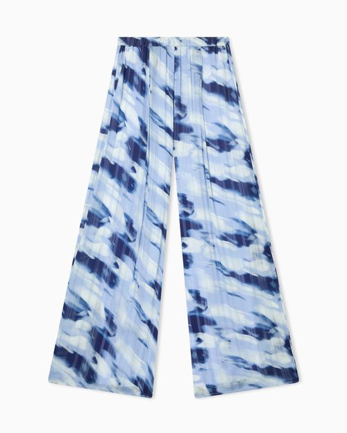 Printed Striped Georgette Palazzo Pants