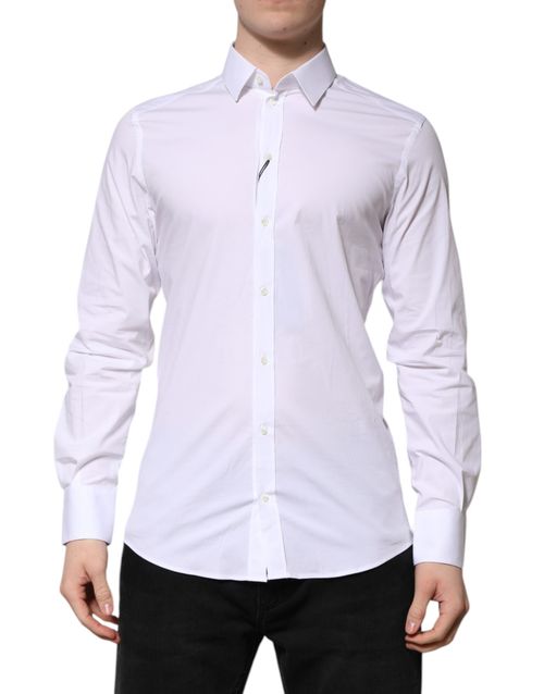 Cotton-Elastane Formal Shirt — White