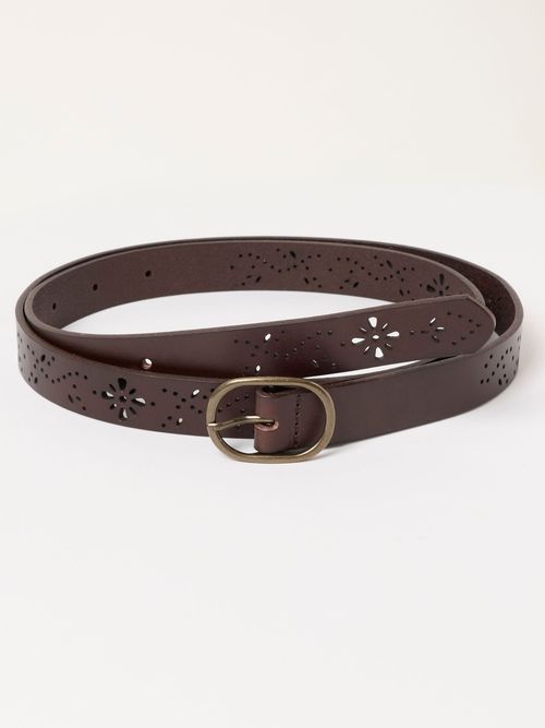 FatFace Chocolate Brown Cut Out Leather Belt