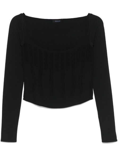 Boning-detail sweater - Black