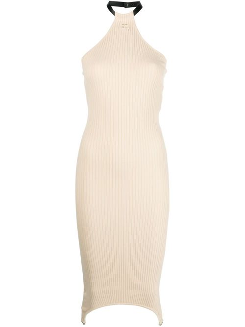 Ribbed-knit halterneck dress - Neutrals