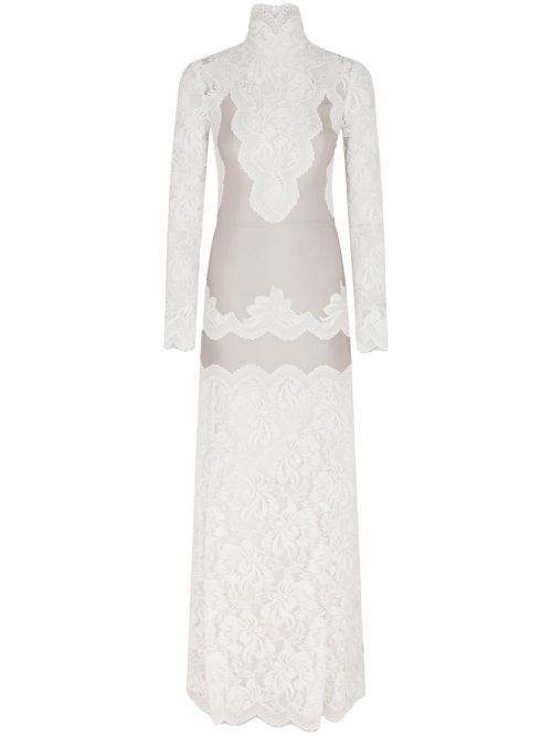 Lace jersey maxi dress - White