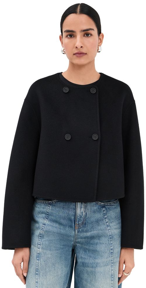 Floren Cropped Double Breasted Coat Black