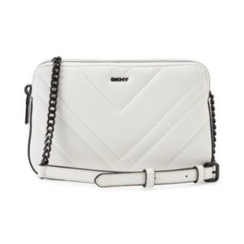 Vivian Double Zip White Leather Women's Crossbody Bag R13EBG29GI7