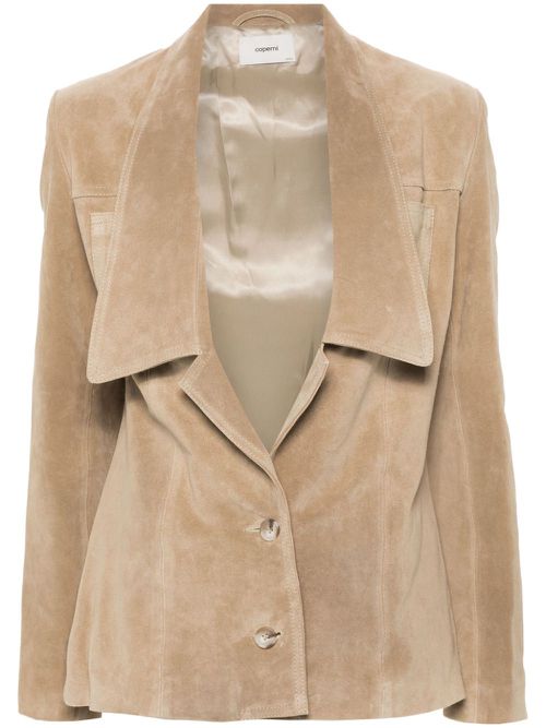 Suede single-breasted jacket - Neutrals