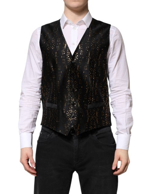 Black Lurex Formal Vest — Black