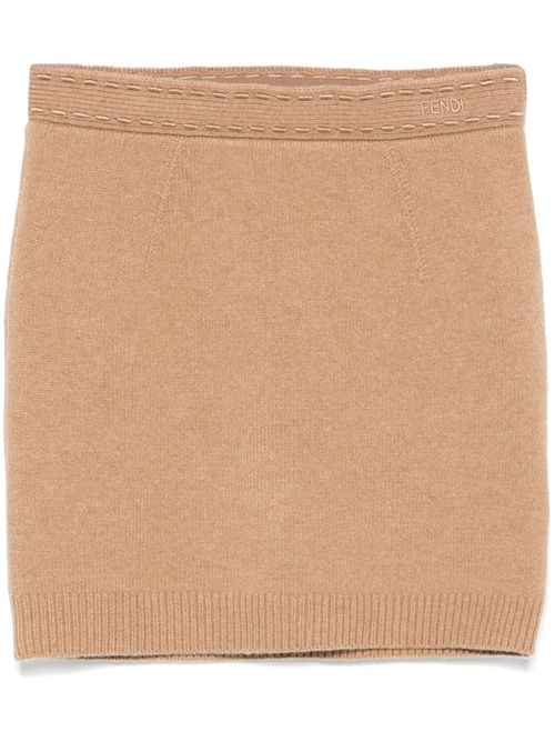 Knitted mini skirt - Brown