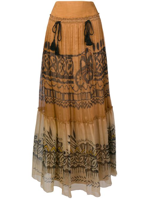 Long patterned skirt - Neutrals