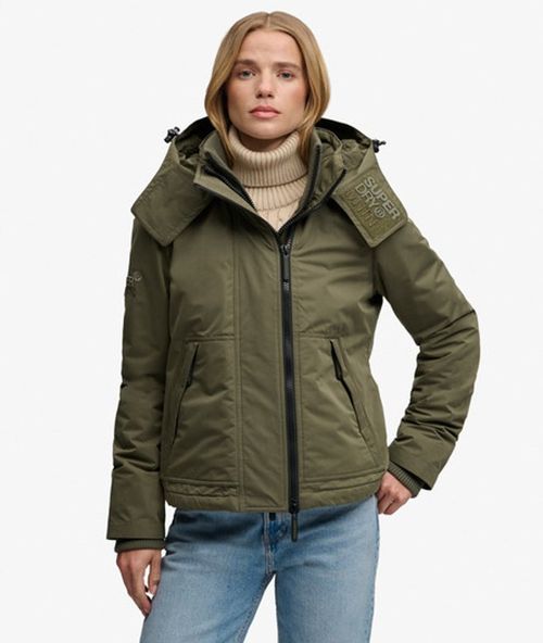 Superdry Women's Hooded Microfibre Arctic Windcheater Jacket Khaki