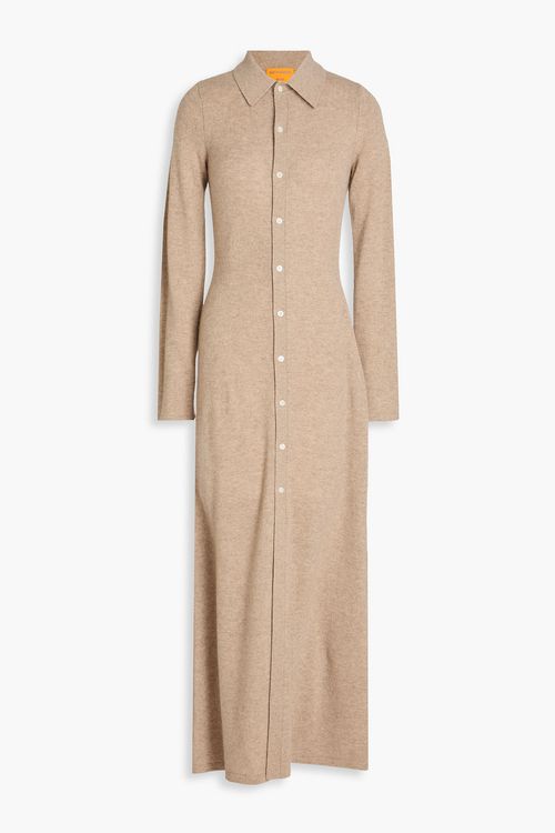 Cashmere midi shirt dress - Neutral - XS