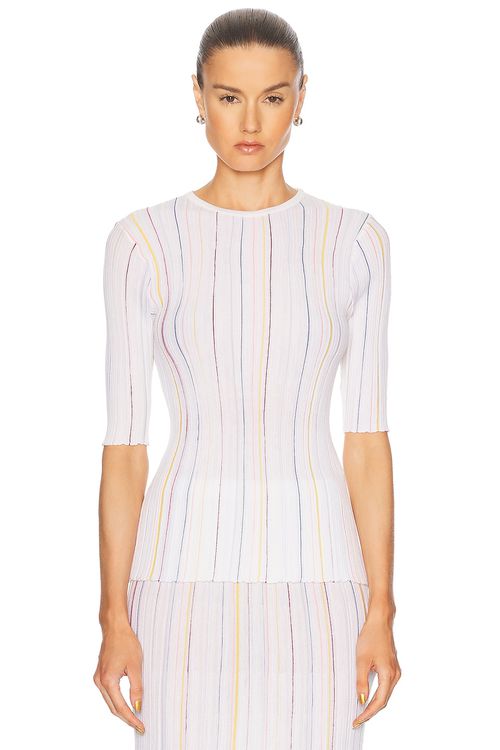 Gabriela Hearst Fitz Short Sleeve Top in Ivory