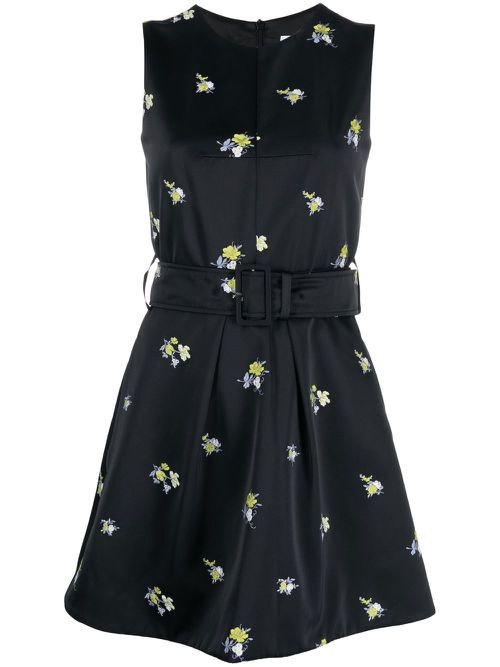 Embroidered sleeveless mini dress - Black