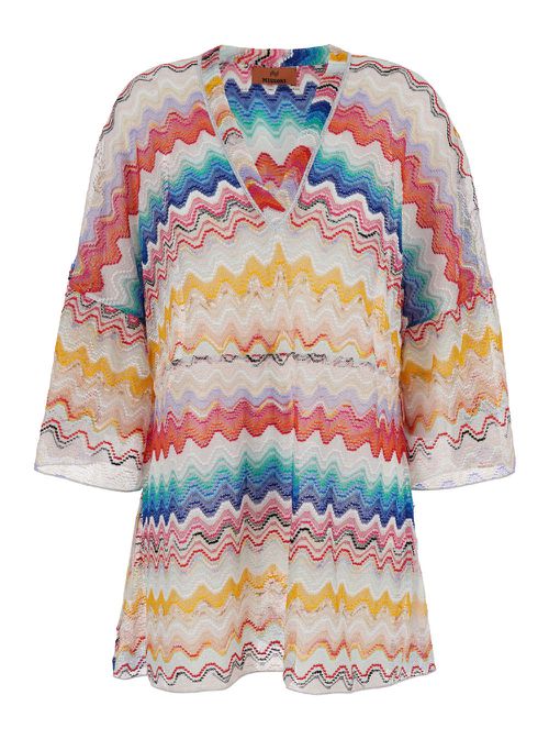 Multicolor Mini-Dress With Signature Zig-Zag Pattern In Viscose Woman