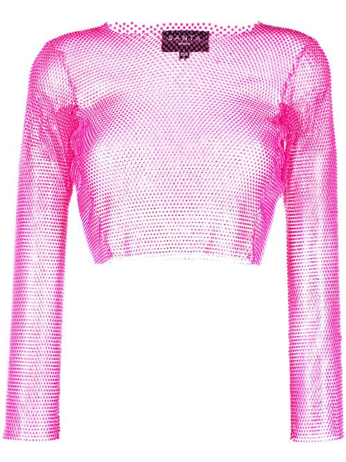 Rhinestone-embellished cropped top - Pink