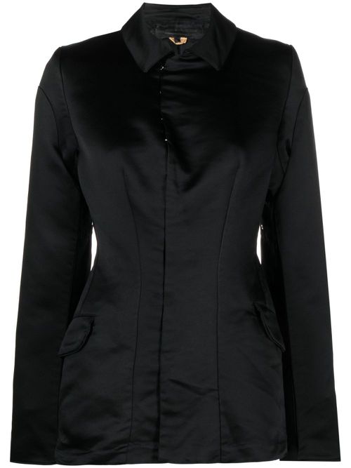 Corset-style satin jacket - Black