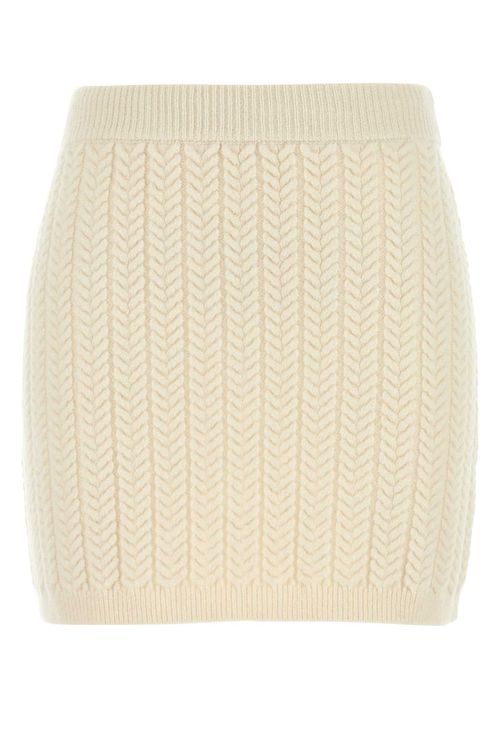 Herringbone Wool Blend Mini Skirt — Beige