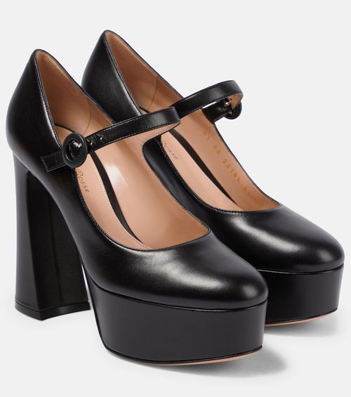 Mary Jane leather platform pumps
