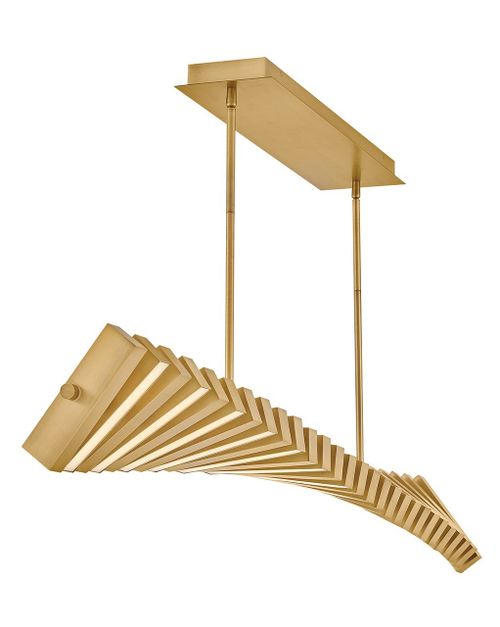 Lacquered Brass LED Linear Chandelier from the Stitch Collection