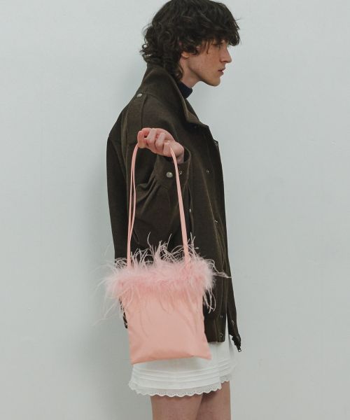 Ostrich Hair Shoulder Bag / Flamingo