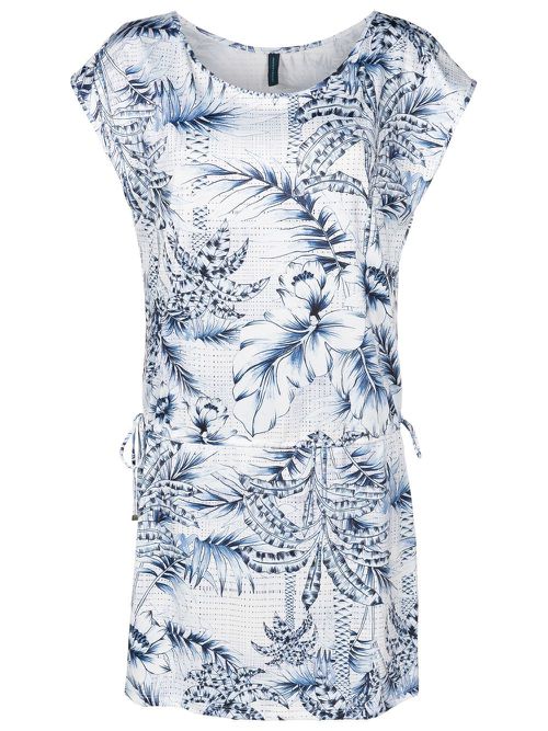 Palm-tree print beach dress - Blue