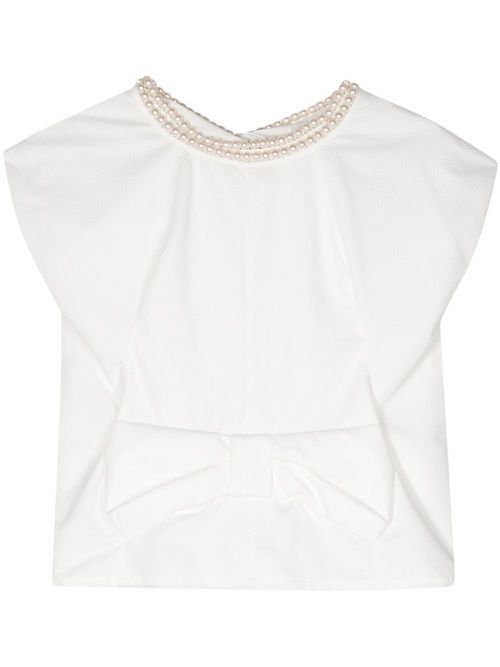 Honeycomb-pattern blouse - White