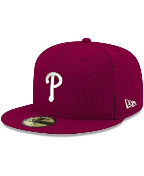 Men's Cardinal Philadelphia Phillies Logo White 59FIFTY Fitted Hat - Cardinal