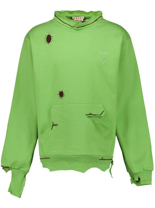 Embroidered distressed sweatshirt - Green